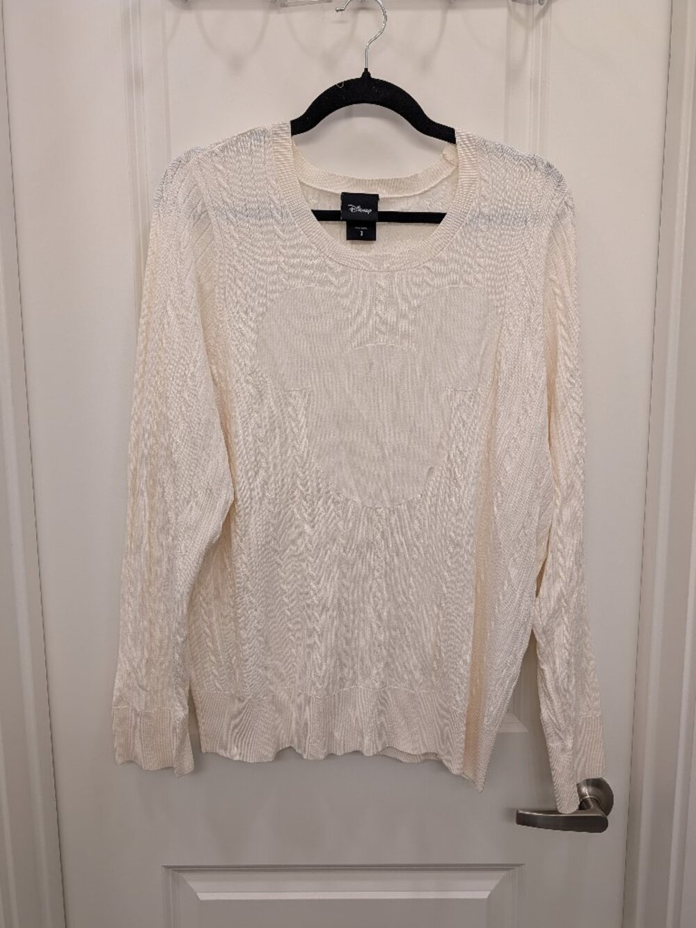 Disney Torrid Size 3 3X Cream Cable Knit Mickey Mouse Silhouette Sweater Pullove
